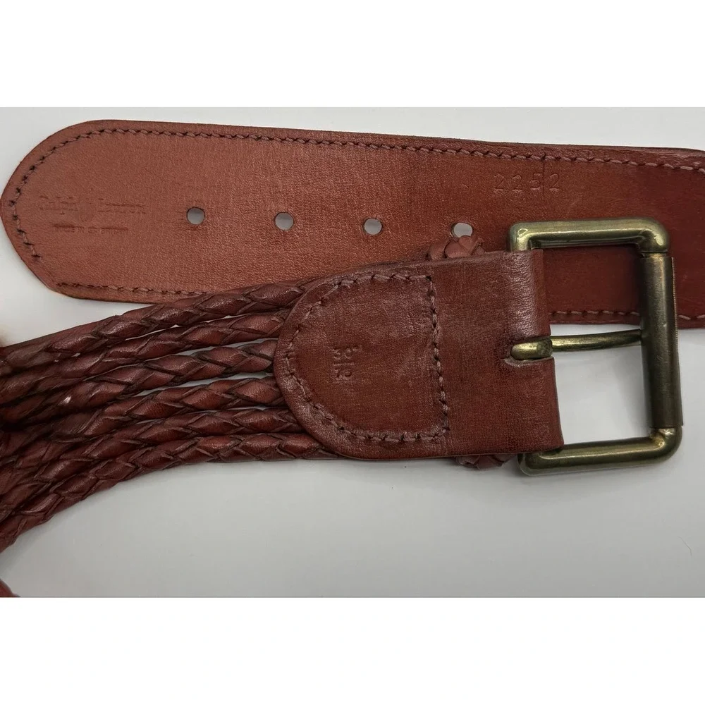 ✨VTG Ralph Lauren Braided Leather Belt✨ Boho Western Luxe Brown Size 30